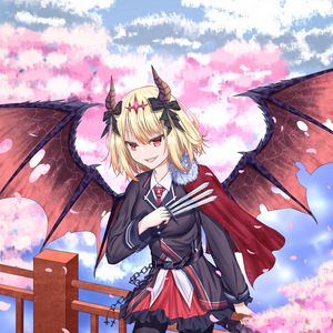 Preview wallpaper girl, demon, wings, anime, art, cartoon