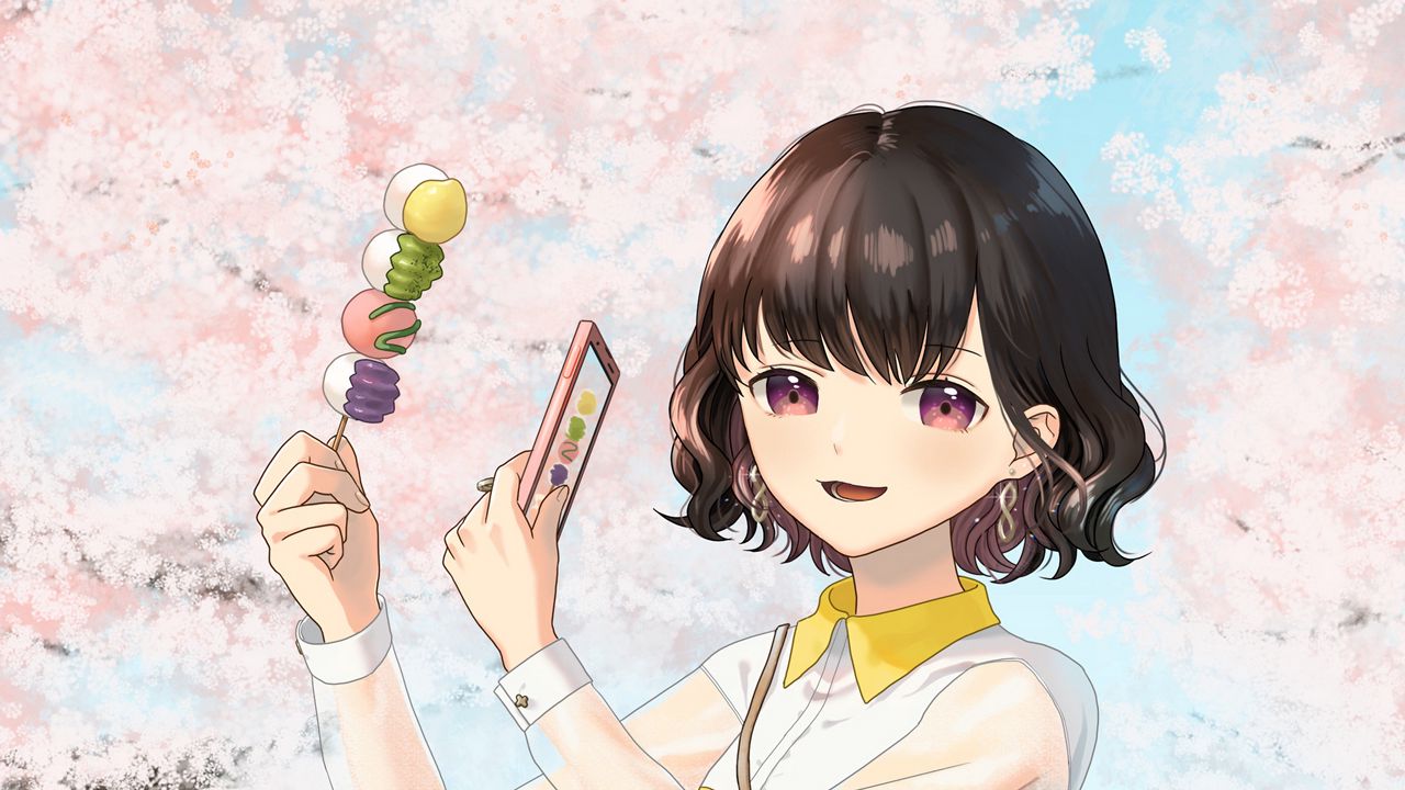 Wallpaper girl, dessert, photo, sakura, flowers, anime
