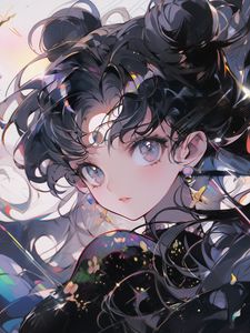 Preview wallpaper girl, diadem, jewelry, glow, anime