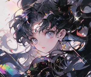 Preview wallpaper girl, diadem, jewelry, glow, anime