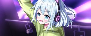 Preview wallpaper girl, dj, headphones, ears, anime