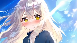 Preview wallpaper girl, dog, flowers, field, anime