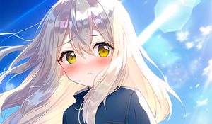 Preview wallpaper girl, dog, flowers, field, anime
