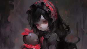 Preview wallpaper girl, doll, dress, dark, anime