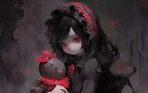 Preview wallpaper girl, doll, dress, dark, anime