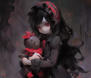 Preview wallpaper girl, doll, dress, dark, anime