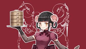 Preview wallpaper girl, dress, anime, art, red