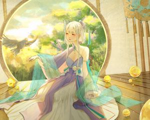 Preview wallpaper girl, dress, anime, art, japan