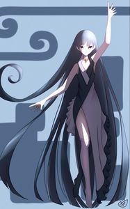 Preview wallpaper girl, dress, anime, art, gray