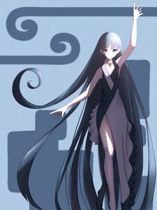 Preview wallpaper girl, dress, anime, art, gray