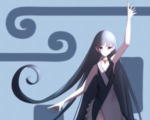 Preview wallpaper girl, dress, anime, art, gray