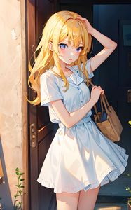 Preview wallpaper girl, dress, bag, anime, summer