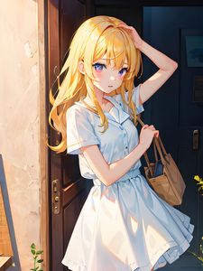 Preview wallpaper girl, dress, bag, anime, summer