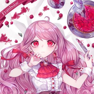 Preview wallpaper girl, dress, berries, anime, art, pink