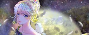 Preview wallpaper girl, dress, birds, anime, art