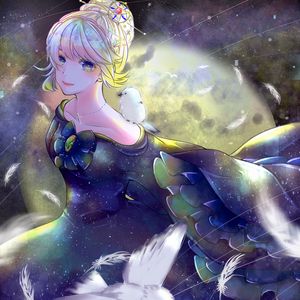 Preview wallpaper girl, dress, birds, anime, art