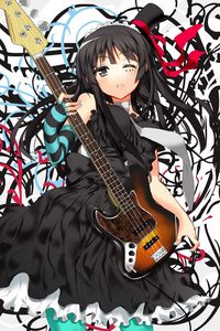 Preview wallpaper girl, dress, black, guitar, rock, musician