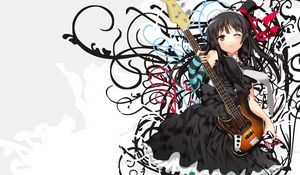 Preview wallpaper girl, dress, black, guitar, rock, musician