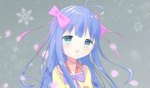 Preview wallpaper girl, dress, bows, snowflakes, anime