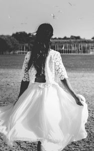 Preview wallpaper girl, dress, bw