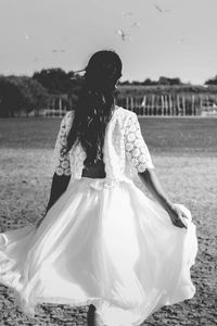 Preview wallpaper girl, dress, bw