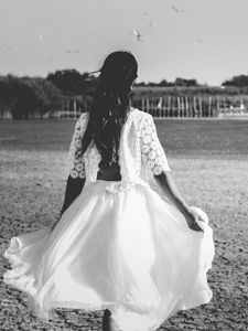 Preview wallpaper girl, dress, bw