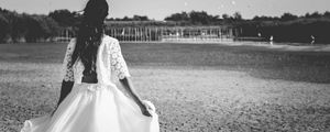 Preview wallpaper girl, dress, bw