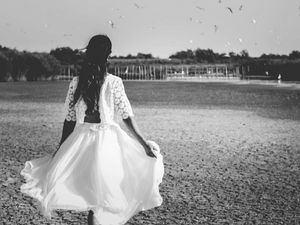 Preview wallpaper girl, dress, bw