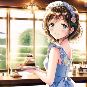 Preview wallpaper girl, dress, cake, anime