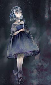 Preview wallpaper girl, dress, candle, watercolor, anime