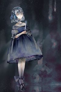 Preview wallpaper girl, dress, candle, watercolor, anime