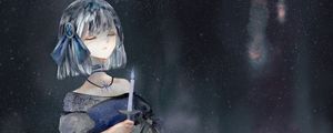 Preview wallpaper girl, dress, candle, watercolor, anime