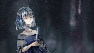 Preview wallpaper girl, dress, candle, watercolor, anime