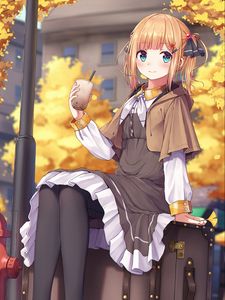 Preview wallpaper girl, dress, cup, anime