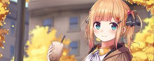 Preview wallpaper girl, dress, cup, anime