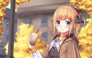 Preview wallpaper girl, dress, cup, anime