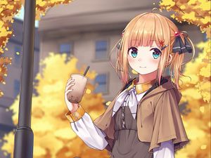 Preview wallpaper girl, dress, cup, anime