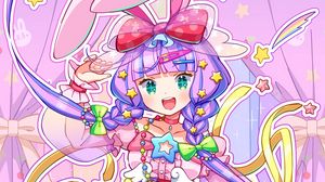 Preview wallpaper girl, dress, decoration, anime, purple, bright