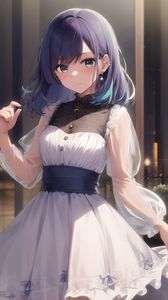 Preview wallpaper girl, dress, earrings, anime, art