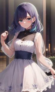 Preview wallpaper girl, dress, earrings, anime, art