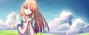 Preview wallpaper girl, dress, field, anime, art