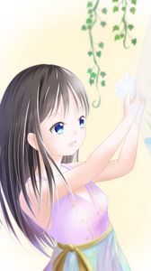 Preview wallpaper girl, dress, flower, smile, anime