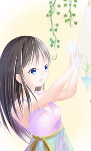 Preview wallpaper girl, dress, flower, smile, anime