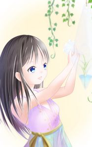 Preview wallpaper girl, dress, flower, smile, anime