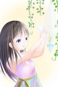 Preview wallpaper girl, dress, flower, smile, anime