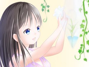 Preview wallpaper girl, dress, flower, smile, anime