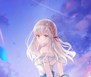 Preview wallpaper girl, dress, flower, water, anime, art
