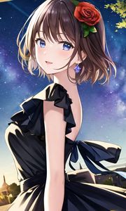 Preview wallpaper girl, dress, flower, anime