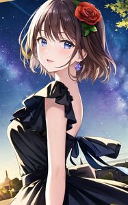 Preview wallpaper girl, dress, flower, anime