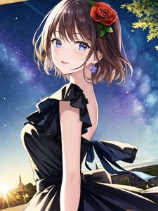 Preview wallpaper girl, dress, flower, anime